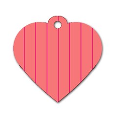 Background Image Vertical Lines And Stripes Seamless Tileable Deep Pink Salmon Dog Tag Heart (Two Sides)