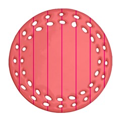 Background Image Vertical Lines And Stripes Seamless Tileable Deep Pink Salmon Ornament (Round Filigree)