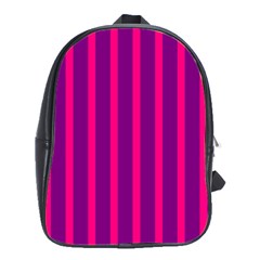 Deep Pink And Black Vertical Lines School Bags(Large) 