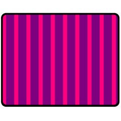 Deep Pink And Black Vertical Lines Fleece Blanket (Medium) 