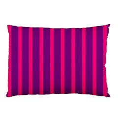 Deep Pink And Black Vertical Lines Pillow Case (Two Sides)