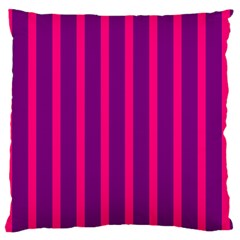 Deep Pink And Black Vertical Lines Large Cushion Case (One Side)