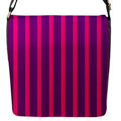 Deep Pink And Black Vertical Lines Flap Messenger Bag (S)
