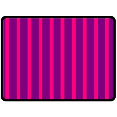 Deep Pink And Black Vertical Lines Double Sided Fleece Blanket (Large) 