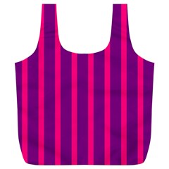 Deep Pink And Black Vertical Lines Full Print Recycle Bags (L) 