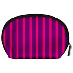 Deep Pink And Black Vertical Lines Accessory Pouches (Large)  Back