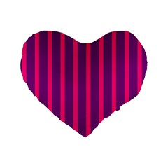 Deep Pink And Black Vertical Lines Standard 16  Premium Flano Heart Shape Cushions