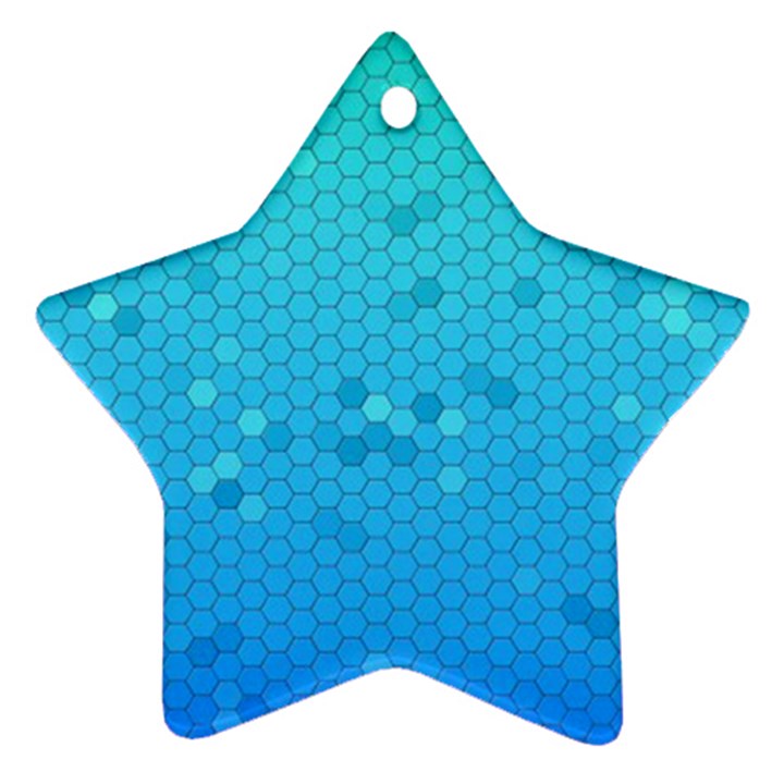 Blue Seamless Black Hexagon Pattern Ornament (Star)