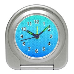 Blue Seamless Black Hexagon Pattern Travel Alarm Clocks by Amaryn4rt