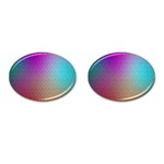 Blue And Pink Colors On A Pattern Cufflinks (Oval) Front(Pair)