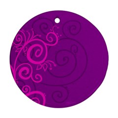 Floraly Swirlish Purple Color Round Ornament (two Sides) by Amaryn4rt