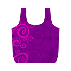 Floraly Swirlish Purple Color Full Print Recycle Bags (m) 
