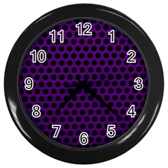 Dark Purple Metal Mesh With Round Holes Texture Wall Clocks (black) by Amaryn4rt