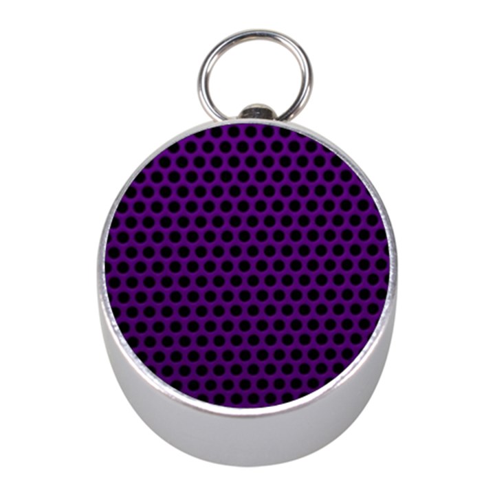 Dark Purple Metal Mesh With Round Holes Texture Mini Silver Compasses