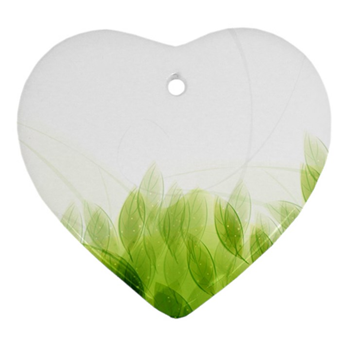 Green Leaves Pattern Ornament (Heart)