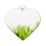 Green Leaves Pattern Dog Tag Heart (Two Sides) Back
