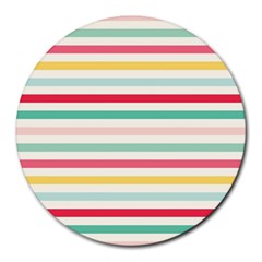 Papel De Envolver Hooray Circus Stripe Red Pink Dot Round Mousepads by Amaryn4rt