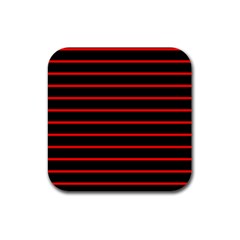 Red And Black Horizontal Lines And Stripes Seamless Tileable Rubber Coaster (square)  by Amaryn4rt