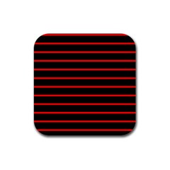 Red And Black Horizontal Lines And Stripes Seamless Tileable Rubber Square Coaster (4 Pack)  by Amaryn4rt