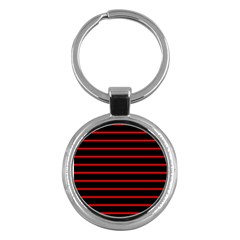 Red And Black Horizontal Lines And Stripes Seamless Tileable Key Chains (round)  by Amaryn4rt