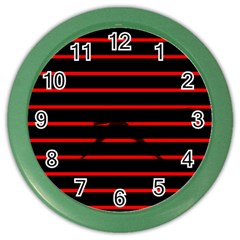 Red And Black Horizontal Lines And Stripes Seamless Tileable Color Wall Clocks by Amaryn4rt