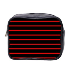 Red And Black Horizontal Lines And Stripes Seamless Tileable Mini Toiletries Bag 2-side