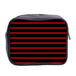 Red And Black Horizontal Lines And Stripes Seamless Tileable Mini Toiletries Bag 2-Side Back