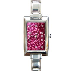 Pink Glitter Rectangle Italian Charm Watch by Amaryn4rt
