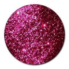 Pink Glitter Round Mousepads by Amaryn4rt