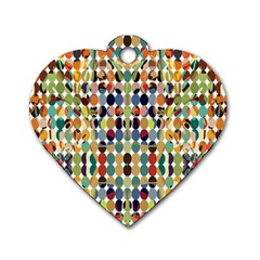 Retro Pattern Abstract Dog Tag Heart (two Sides) by Amaryn4rt