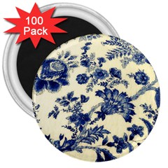 Vintage Blue Drawings On Fabric 3  Magnets (100 Pack) by Amaryn4rt