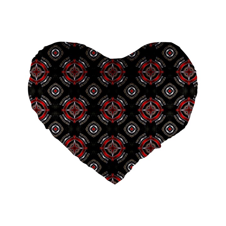 Abstract Black And Red Pattern Standard 16  Premium Flano Heart Shape Cushions