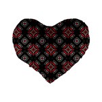 Abstract Black And Red Pattern Standard 16  Premium Flano Heart Shape Cushions Back