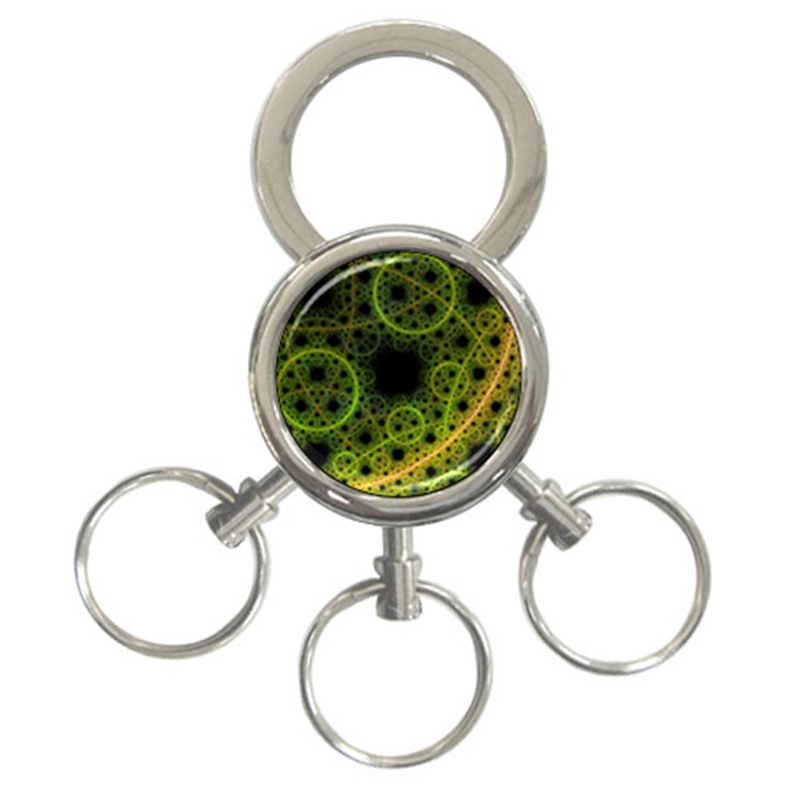 Abstract Circles Yellow Black 3-Ring Key Chains