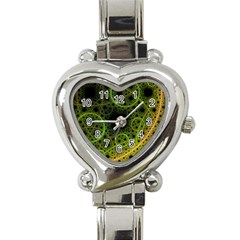 Abstract Circles Yellow Black Heart Italian Charm Watch by Amaryn4rt