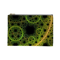 Abstract Circles Yellow Black Cosmetic Bag (large)  by Amaryn4rt