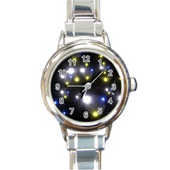 Abstract Dark Spheres Psy Trance Round Italian Charm Watch