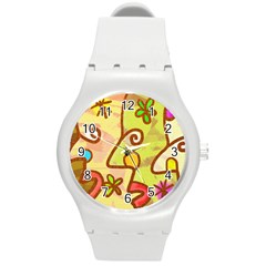 Abstract Faces Abstract Spiral Round Plastic Sport Watch (m)