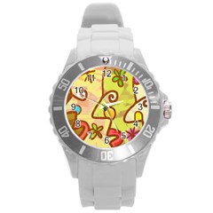 Abstract Faces Abstract Spiral Round Plastic Sport Watch (l)