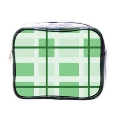 Abstract Green Squares Background Mini Toiletries Bags by Amaryn4rt