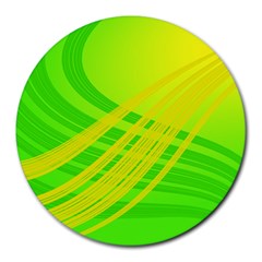 Abstract Green Yellow Background Round Mousepads by Amaryn4rt