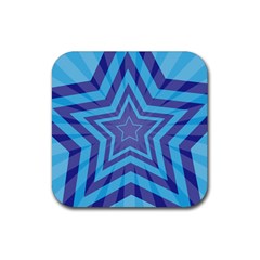Abstract Starburst Blue Star Rubber Coaster (square)  by Amaryn4rt