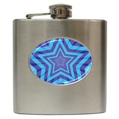 Abstract Starburst Blue Star Hip Flask (6 Oz)