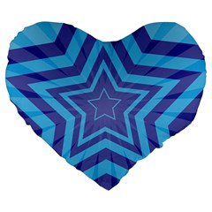 Abstract Starburst Blue Star Large 19  Premium Heart Shape Cushions by Amaryn4rt