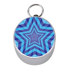 Abstract Starburst Blue Star Mini Silver Compasses by Amaryn4rt