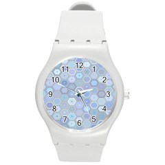 Bee Hive Background Round Plastic Sport Watch (m) by Amaryn4rt