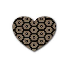 Black Bee Hive Texture Rubber Coaster (heart)  by Amaryn4rt