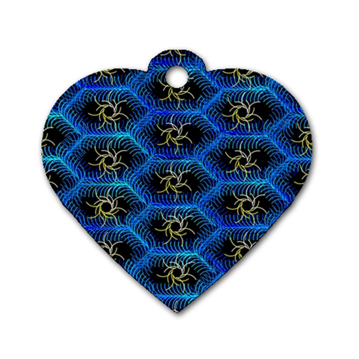 Blue Bee Hive Dog Tag Heart (One Side)