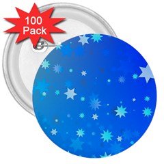 Blue Hot Pattern Blue Star Background 3  Buttons (100 Pack) 