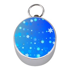 Blue Hot Pattern Blue Star Background Mini Silver Compasses by Amaryn4rt